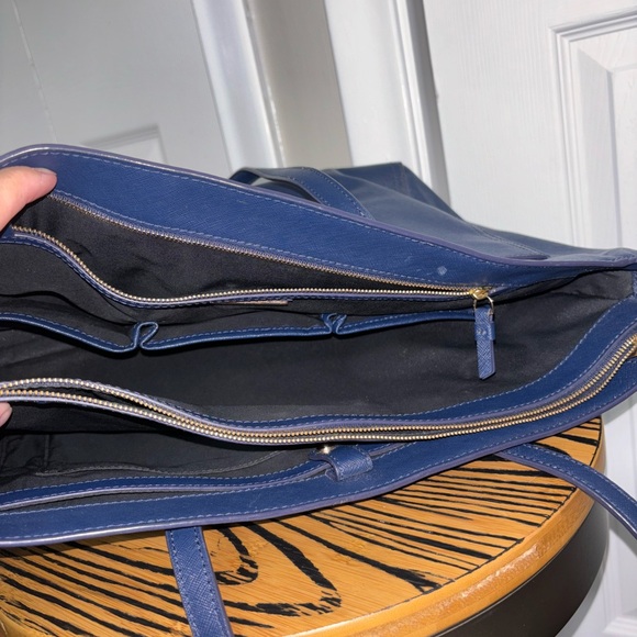 Tory Burch large tote bag navy blue Carryall leather handbag - Picture 14 of 16